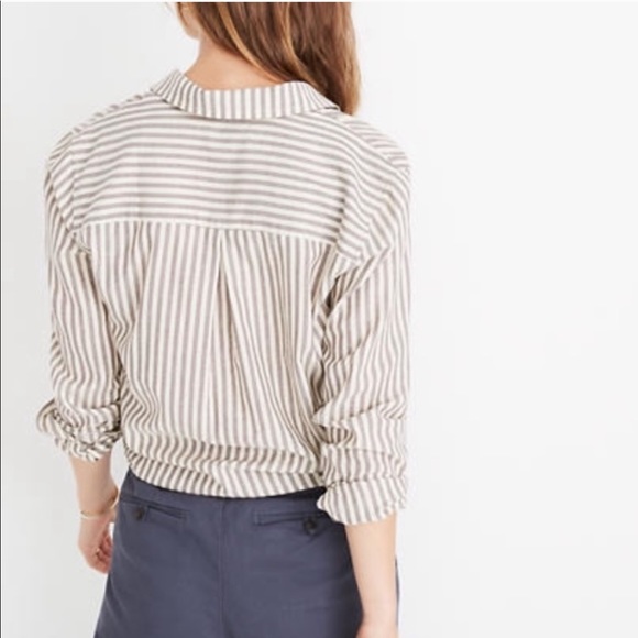 Madewell Tie-Front Shirt in Maitland Stripe - Picture 3 of 9